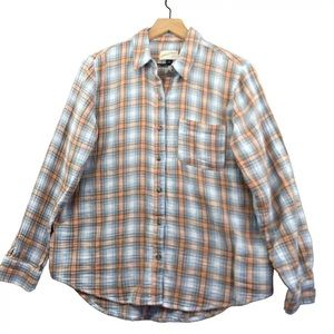 UNIVERSAL THREAD Womens Blue and Orange Flannel Cotton Gauze Button Up Shirt